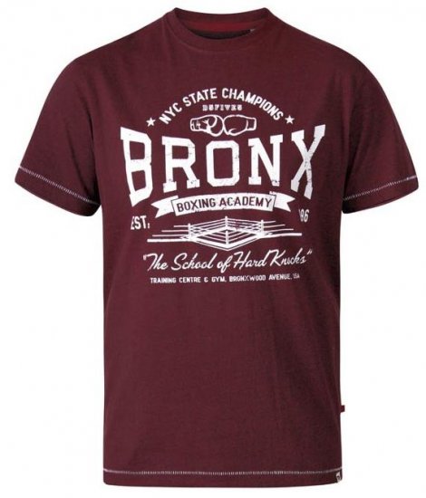 D555 Huddlestone Bronx Boxing Crew Neck Printed T-Shirt Red - Pólók - Nagyméretű pólók - 2XL-14XL
