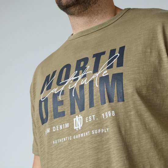 North Latitude T-Shirt Slub With Print Barna/Bézs - Pólók - Nagyméretű pólók - 2XL-14XL