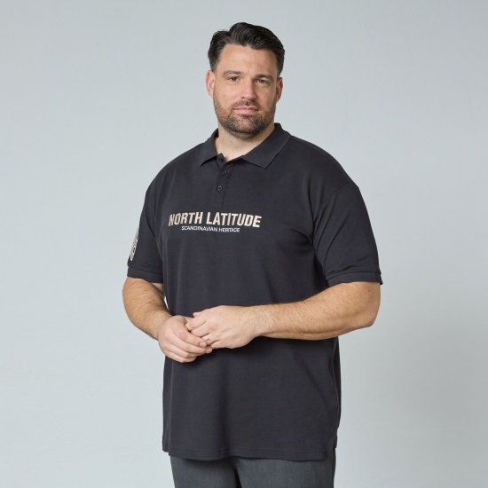 North Latitude Logo Polo Fekete - Pólóingek - Galléros Pólók 2XL-8XL - Pólóingek 2XL-8XL