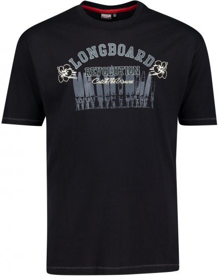 Adamo Longboard Regular Fit Printed T-shirt Black - Pólók - Nagyméretű pólók - 2XL-14XL