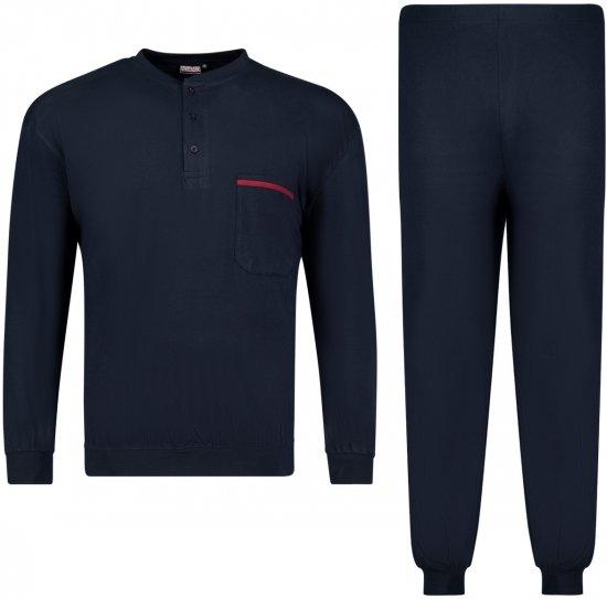 Adamo Brian Long Sleeve Pyjama with Cuffs Navy - Alsónemű & strandruhák - Nagyméretű Alsónemű 2XL-8XL