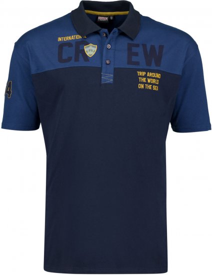 Adamo Crew Printed Jersey Poloshirt Denim Blue - Pólóingek - Galléros Pólók 2XL-8XL - Pólóingek 2XL-8XL