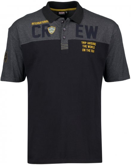 Adamo Crew Printed Jersey Poloshirt Charcoal - Pólóingek - Galléros Pólók 2XL-8XL - Pólóingek 2XL-8XL