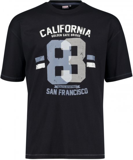 Adamo Golden Gate Comfort Fit Printed T-shirt Black - Pólók - Nagyméretű pólók - 2XL-14XL