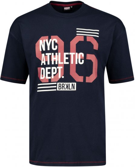 Adamo BRKLN Comfort Fit Printed T-shirt Navy - Pólók - Nagyméretű pólók - 2XL-14XL