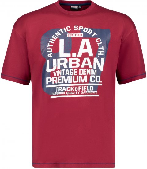 Adamo Urban Comfort Fit Printed T-shirt Burgundy - Pólók - Nagyméretű pólók - 2XL-14XL