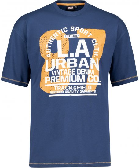 Adamo Urban Comfort Fit Printed T-shirt Denim Blue - Pólók - Nagyméretű pólók - 2XL-14XL