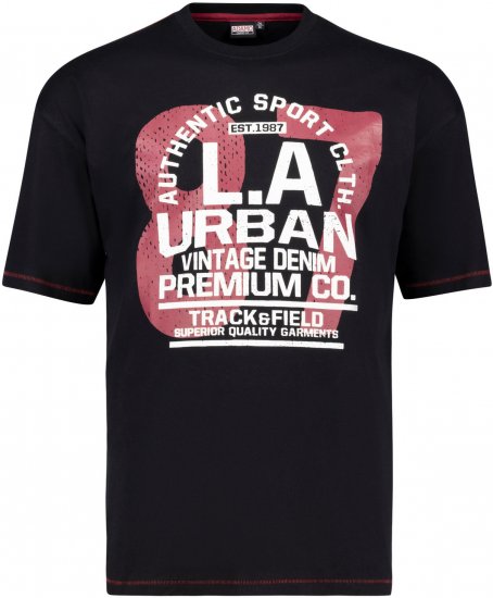 Adamo Urban Comfort Fit Printed T-shirt Black - Pólók - Nagyméretű pólók - 2XL-14XL