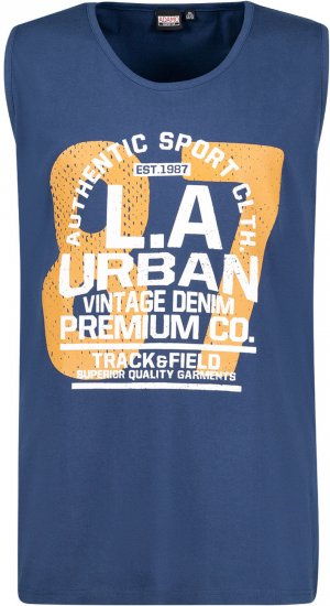 Adamo Urban Comfort Fit Printed Tank-top Denim Blue - Pólók - Nagyméretű pólók - 2XL-14XL