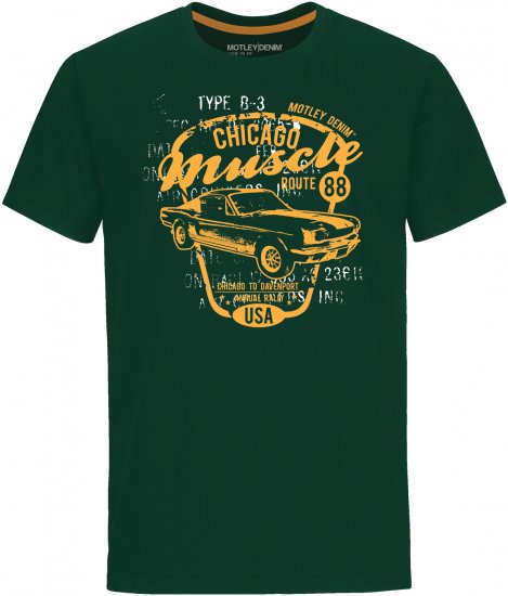 Motley Denim Newport T-shirt Racing Green - Pólók - Nagyméretű pólók - 2XL-14XL