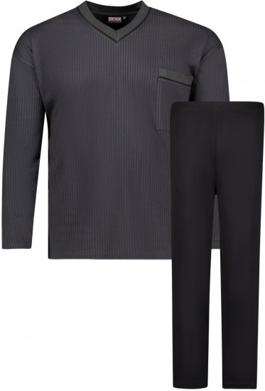 Adamo Gustav Long sleeve Pyjama Charcoal - Alsónemű & strandruhák - Nagyméretű Alsónemű 2XL-8XL