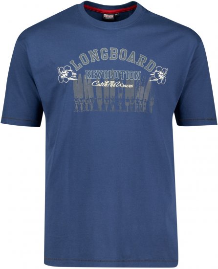 Adamo Longboard Regular Fit Printed T-shirt Denim Blue - Pólók - Nagyméretű pólók - 2XL-14XL