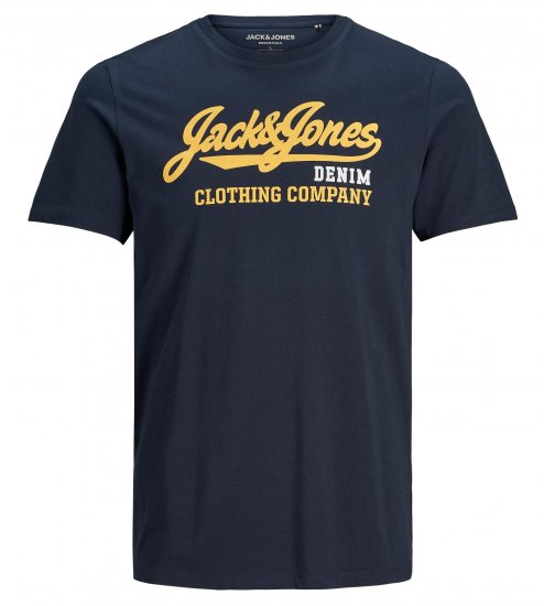 Jack & Jones Logo T-Shirt Navy - Pólók - Nagyméretű pólók - 2XL-14XL