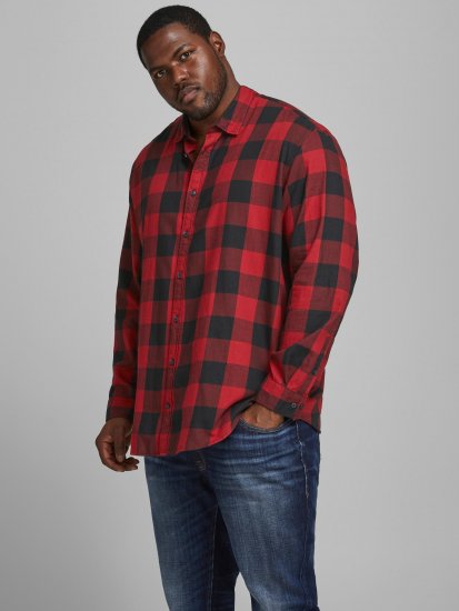 Jack & Jones Gingham Shirt L/S Brick Red - Ingek - Ingek 2XL-10XL
