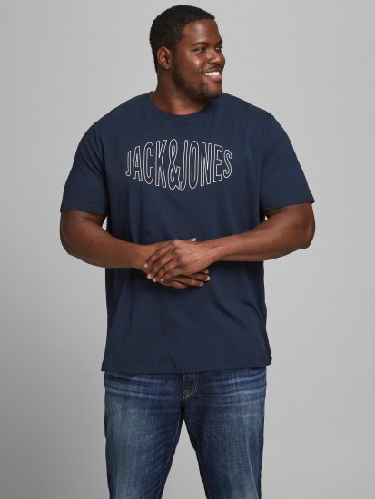 Jack & Jones Preston Crew Neck T-Shirt Navy - Pólók - Nagyméretű pólók - 2XL-14XL