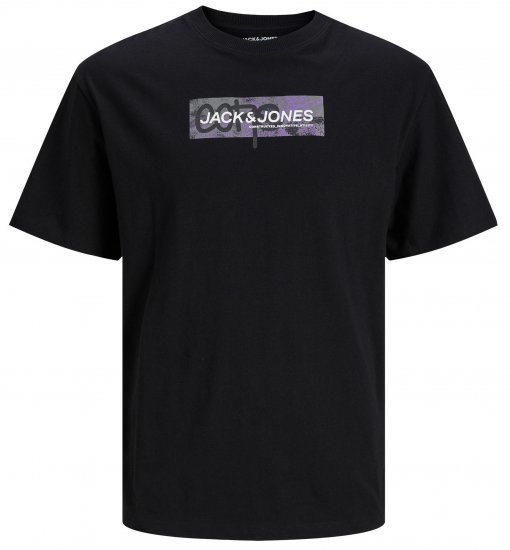 Jack & Jones JCOAOP PRINT T-Shirt Black - Pólók - Nagyméretű pólók - 2XL-14XL