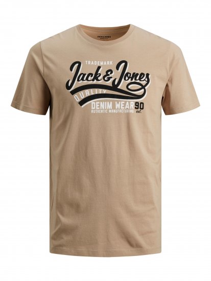 Jack & Jones JJELOGO TEE Beige - Pólók - Nagyméretű pólók - 2XL-14XL