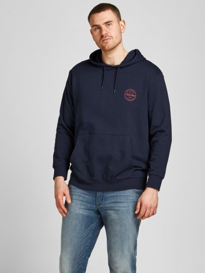 Jack & Jones JJESHARK SWEAT Hoodie Navy - Pulóverek & kapucnis pulóverek - Pulóverek & Kapucnis pulóver 2XL-12XL