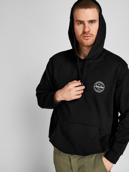 Jack & Jones JJESHARK SWEAT Hoodie Black - Pulóverek & kapucnis pulóverek - Pulóverek & Kapucnis pulóver 2XL-12XL