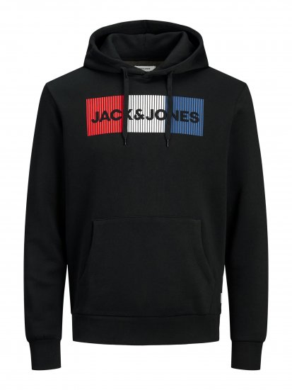 Jack & Jones CORP LOGO Hoodie Black - Pulóverek & kapucnis pulóverek - Pulóverek & Kapucnis pulóver 2XL-12XL