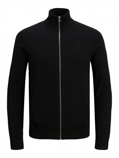 Jack & Jones JJEMIL Knit Turtle Zip Cardigan Black - Pulóverek & kapucnis pulóverek - Pulóverek & Kapucnis pulóver 2XL-12XL