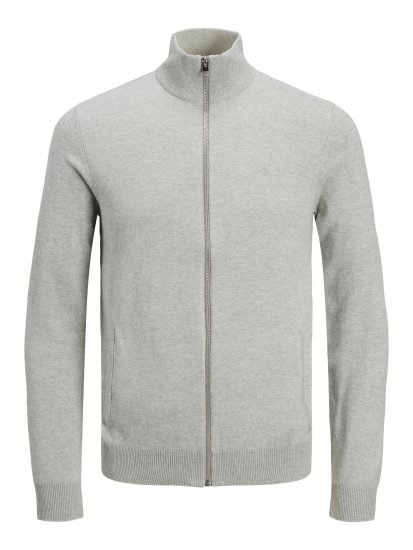 Jack & Jones JJEMIL Knit Turtle Zip Cardigan Light Grey - Pulóverek & kapucnis pulóverek - Pulóverek & Kapucnis pulóver 2XL-12XL