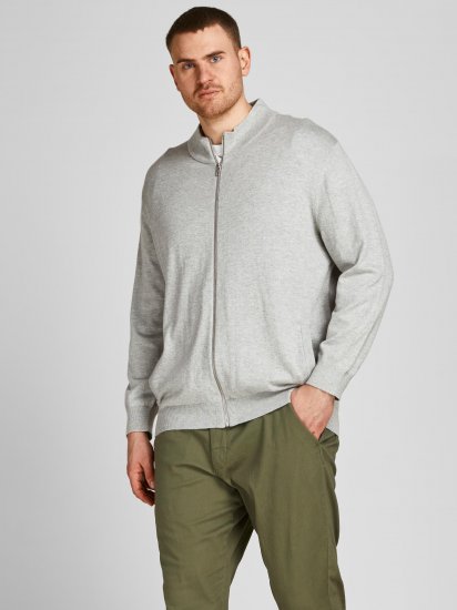 Jack & Jones JJEMIL Knit Turtle Zip Cardigan Light Grey - Pulóverek & kapucnis pulóverek - Pulóverek & Kapucnis pulóver 2XL-12XL