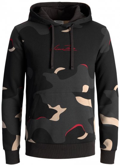 Jack & Jones JJCRAMP Hoodie Black - Pulóverek & kapucnis pulóverek - Pulóverek & Kapucnis pulóver 2XL-12XL