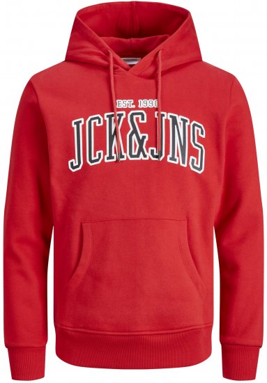 Jack & Jones JJCEMB Hoodie Red - Pulóverek & kapucnis pulóverek - Pulóverek & Kapucnis pulóver 2XL-12XL