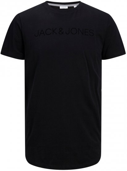 Jack & Jones JJHUGO FLOCK TEE Black - Pólók - Nagyméretű pólók - 2XL-14XL