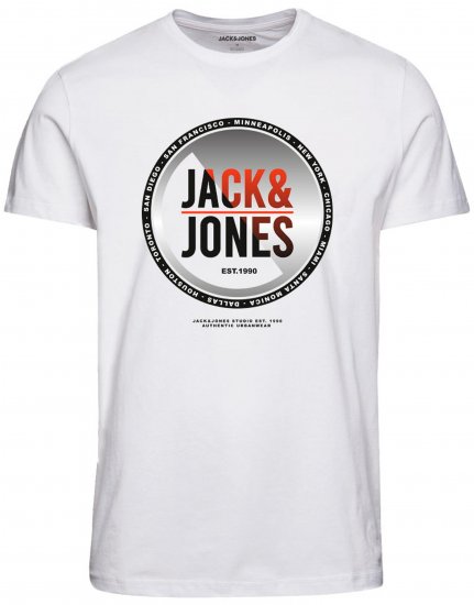 Jack & Jones JJSCOTT TEE White - Pólók - Nagyméretű pólók - 2XL-14XL