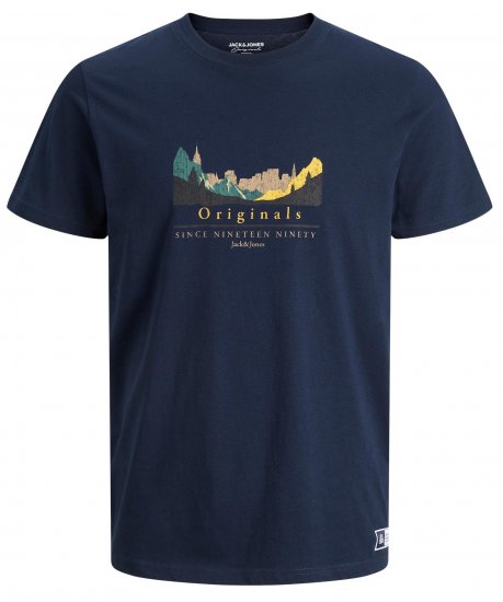 Jack & Jones JORWOODLANDGRAPHIC T-Shirt Navy - Pólók - Nagyméretű pólók - 2XL-14XL