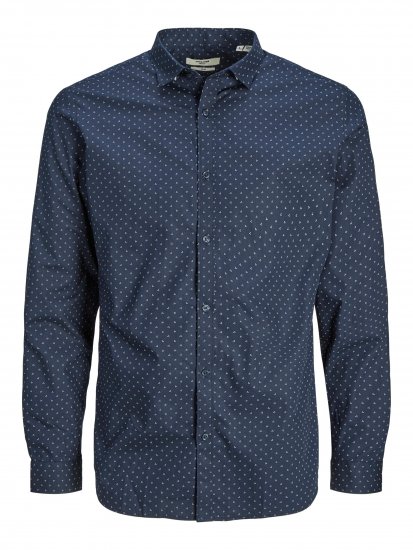 Jack & Jones JPRBLACARDIFF Print Shirt LS Navy - Ingek - Ingek 2XL-10XL