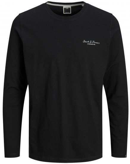 Jack & Jones JCOBERG Long sleeve T-shirt Black - Pólók - Nagyméretű pólók - 2XL-14XL