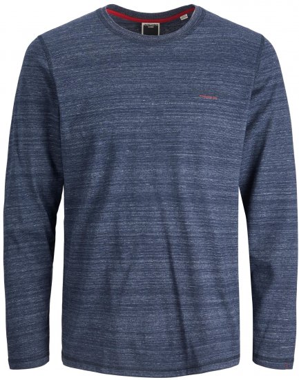 Jack & Jones JCOBERG Long sleeve T-shirt Navy - Pólók - Nagyméretű pólók - 2XL-14XL