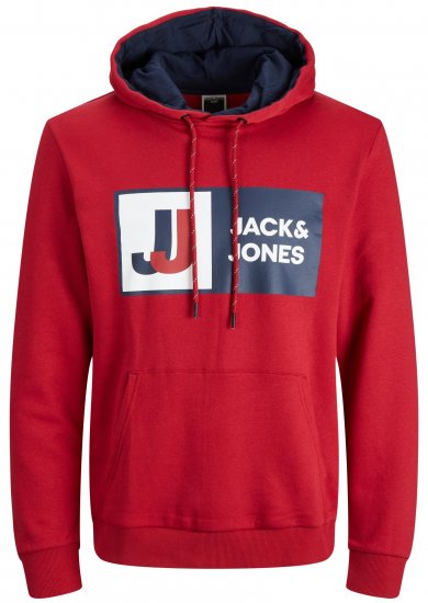Jack & Jones JCOLOGAN Hoodie Red - Pulóverek & kapucnis pulóverek - Pulóverek & Kapucnis pulóver 2XL-12XL