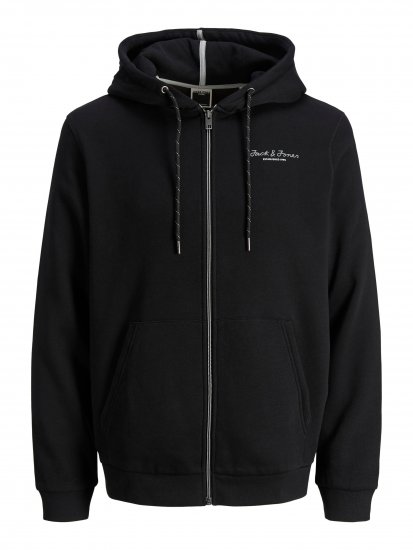 Jack & Jones JCOBERG SWEAT ZIP Hoodie Black - Pulóverek & kapucnis pulóverek - Pulóverek & Kapucnis pulóver 2XL-12XL