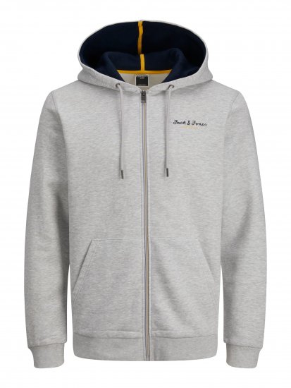 Jack & Jones JCOBERG SWEAT ZIP Hoodie Grey Melange - Pulóverek & kapucnis pulóverek - Pulóverek & Kapucnis pulóver 2XL-12XL