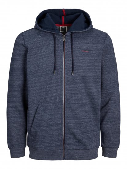 Jack & Jones JCOBERG SWEAT ZIP Hoodie Navy - Pulóverek & kapucnis pulóverek - Pulóverek & Kapucnis pulóver 2XL-12XL