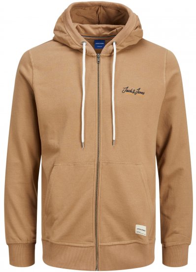 Jack & Jones JORPAUL TONS ZIP Hoodie Brown - Pulóverek & kapucnis pulóverek - Pulóverek & Kapucnis pulóver 2XL-12XL