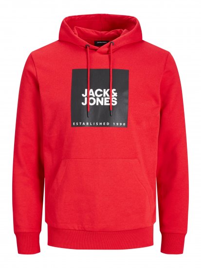 Jack & Jones JJLOCK SWEAT HOOD Red - Pulóverek & kapucnis pulóverek - Pulóverek & Kapucnis pulóver 2XL-12XL