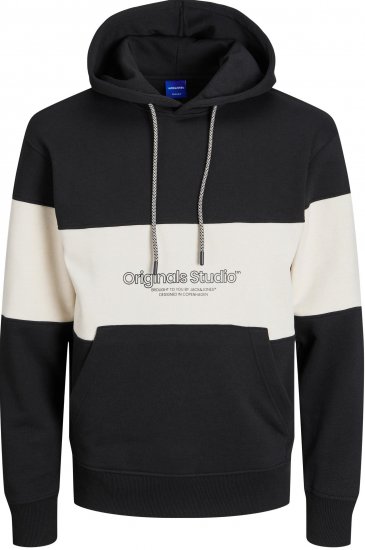 Jack & Jones JORLAKEWOOD SWEAT HOODIE Blocking Black - Pulóverek & kapucnis pulóverek - Pulóverek & Kapucnis pulóver 2XL-12XL