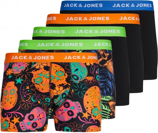 Jack & Jones JACPOP SKULLS TRUNKS 5 PACK Black - Alsónemű & strandruhák - Nagyméretű Alsónemű 2XL-8XL
