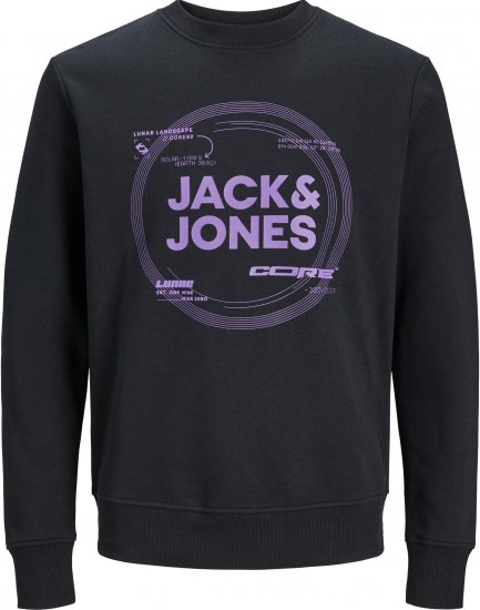 Jack & Jones JCOPILOU SWEAT CREW NECK Black - Pulóverek & kapucnis pulóverek - Pulóverek & Kapucnis pulóver 2XL-12XL