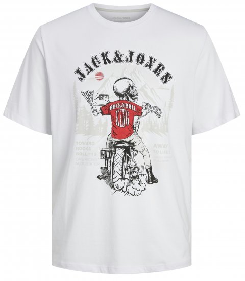 Jack & Jones JJSKULL ROCK T-Shirt White - Pólók - Nagyméretű pólók - 2XL-14XL