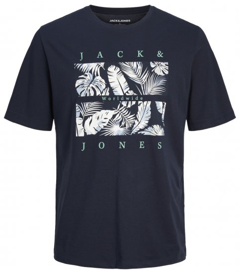 Jack & Jones JJFLOOR T-Shirt Navy Blazer - Pólók - Nagyméretű pólók - 2XL-14XL