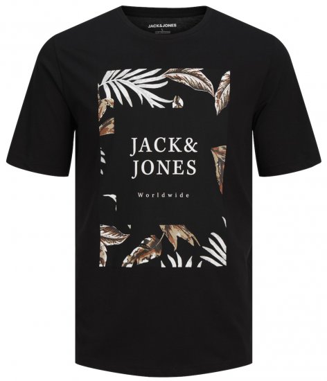 Jack & Jones JJFLOOR Black T-Shirt - Pólók - Nagyméretű pólók - 2XL-14XL