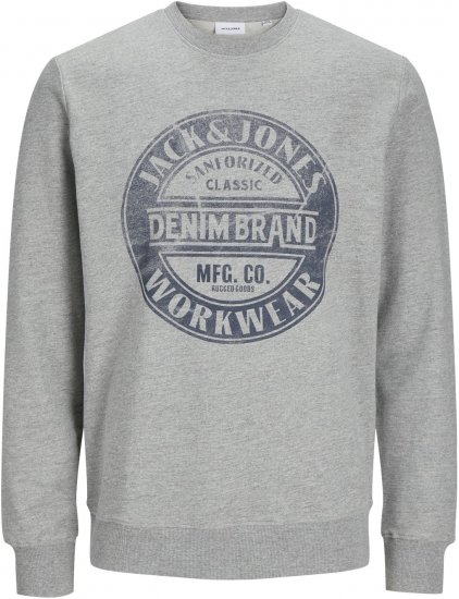 Jack & Jones JJJEANS Sweatshirt Light Grey - Pulóverek & kapucnis pulóverek - Pulóverek & Kapucnis pulóver 2XL-12XL