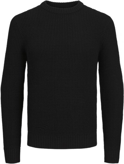 Jack & Jones LIAM Knitted Sweater Black - Pulóverek & kapucnis pulóverek - Pulóverek & Kapucnis pulóver 2XL-12XL