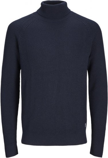Jack & Jones PANNEL Turtleneck Knitted Sweater Navy Blazer - Pulóverek & kapucnis pulóverek - Pulóverek & Kapucnis pulóver 2XL-12XL